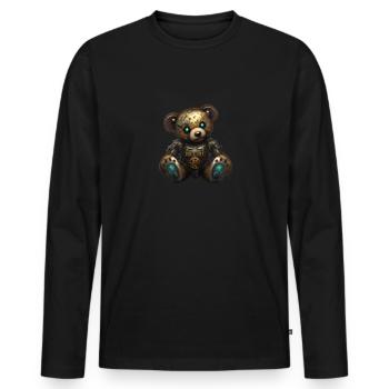 Science Fiction Steampunk Bär Roboter - Männer Premium Bio Langarmshirt - Schwarz - Vorne - Nico (187cm)
