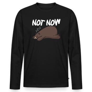 Pas maintenant Ours endormi Amoureux de la faune Ours animal - T-shirt manches longues Premium bio Homme - noir - Devant - Nico (187cm)