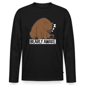 Bearly Awake Schlafbär Liebhaber Wildtier - Männer Premium Bio Langarmshirt - Schwarz - Vorne - Nico (187cm)