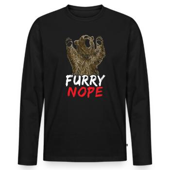 Furry Nope Bear Lover Wildlife Animal Bear - Men's Premium Organic Long Sleeve Shirt - black - Front - Nico (187cm)