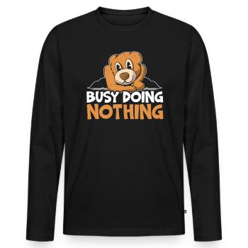 Beschäftigt nichts tun Bär Liebhaber Tier Tier Bär - Männer Premium Bio Langarmshirt - Schwarz - Vorne - Nico (187cm)