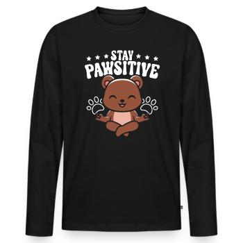 Stay Pawsitive Bear Lover Wildlife Tier Bär - Männer Premium Bio Langarmshirt - Schwarz - Vorne - Nico (187cm)
