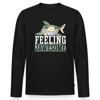 Feeling Jawesome Shark Lover Marine Biologist - Men's Premium Organic Long Sleeve Shirt - black - Front - Nico (187cm)