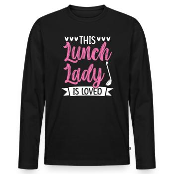 Diese Mittagsdame ist eine beliebte Cafeteria-Mitarbeiterin - Männer Premium Bio Langarmshirt - Schwarz - Vorne - Nico (187cm)