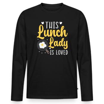 Diese Mittagsdame ist eine beliebte Cafeteria-Mitarbeiterin - Männer Premium Bio Langarmshirt - Schwarz - Vorne - Nico (187cm)