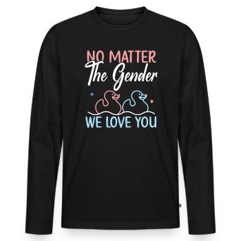 Egal welches Geschlecht wir lieben dich Geschlecht offenbaren - Männer Premium Bio Langarmshirt - Schwarz - Vorne - Nico (187cm)