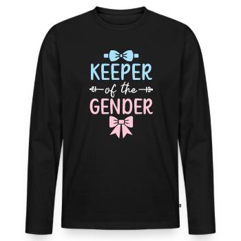 Keeper Of The Gender Pregnancy Gender Reveal - Men's Premium Organic Long Sleeve Shirt - black - Front - Nico (187cm)