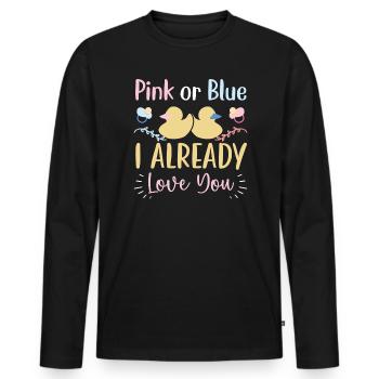 Rosa oder Blau Ich liebe dich bereits Geschlecht offenbaren - Männer Premium Bio Langarmshirt - Schwarz - Vorne - Nico (187cm)