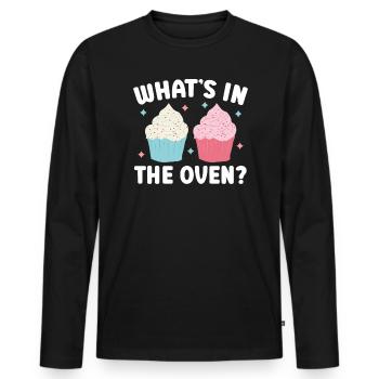 Was ist im Ofen Baby Ankündigung Geschlecht Enthüllung - Männer Premium Bio Langarmshirt - Schwarz - Vorne - Nico (187cm)