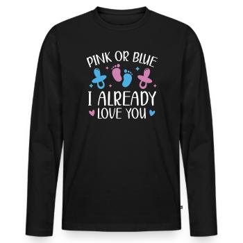 Rosa Oder Blau Ich liebe dich Schon Geschlecht Enthüllung - Männer Premium Bio Langarmshirt - Schwarz - Vorne - Nico (187cm)