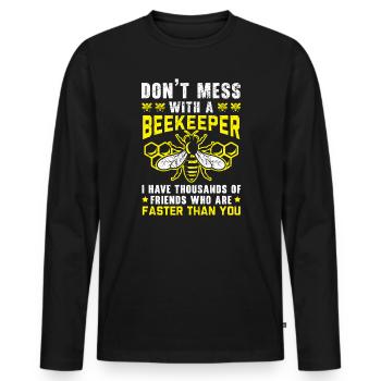 Beekeeper Beekeeping Apiarist Honeybee Bee Lover - Men's Premium Organic Long Sleeve Shirt - black - Front - Nico (187cm)