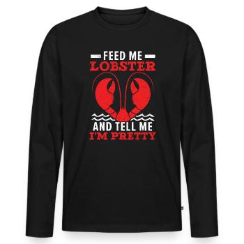 Nourrissez-moi de homard et dites-moi que je suis une jolie écrevisse - T-shirt manches longues Premium bio Homme - noir - Devant - Nico (187cm)