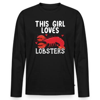 Cette fille aime les homards mangeurs d’écrevisses fruits de mer - T-shirt manches longues Premium bio Homme - noir - Devant - Nico (187cm)