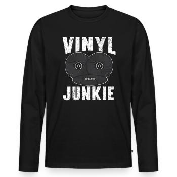 Vinyl Junkie Vinyl Plattenspieler Musik Liebhaber - Männer Premium Bio Langarmshirt - Schwarz - Vorne - Nico (187cm)