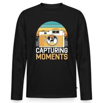 Capturing Moments Photography Camera Photographer - Men's Premium Organic Long Sleeve Shirt - black - Front - Nico (187cm)