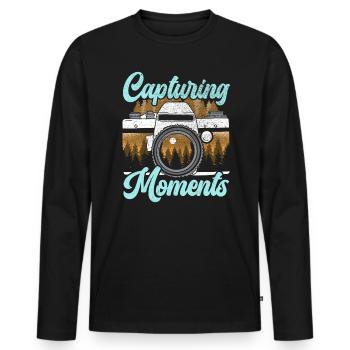 Capturing Moments Photography Camera Photographer - Men's Premium Organic Long Sleeve Shirt - black - Front - Nico (187cm)