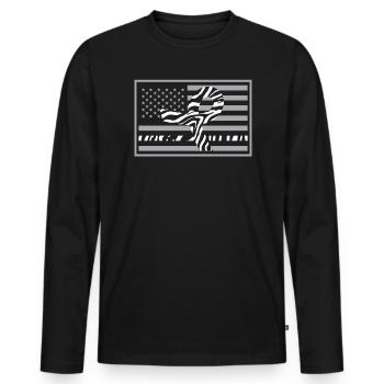 USA Flag Carcinoid Cancer Awareness Beat Cancer - Men's Premium Organic Long Sleeve Shirt - black - Front - Nico (187cm)