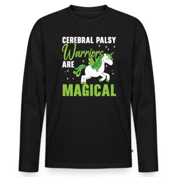 Les guerriers de la paralysie cérébrale sont des amoureux magiques de la licorne - T-shirt manches longues Premium bio Homme - noir - Devant - Nico (187cm)
