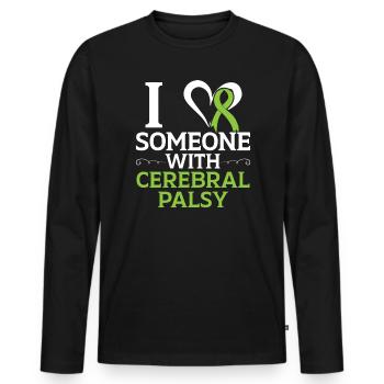 J’aime quelqu’un avec la paralysie cérébrale Warrior - T-shirt manches longues Premium bio Homme - noir - Devant - Nico (187cm)