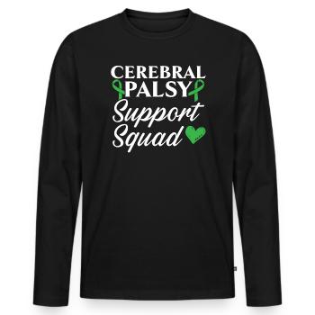Cerebral Palsy Support Squad Awareness Ribbon - Men's Premium Organic Long Sleeve Shirt - black - Front - Nico (187cm)