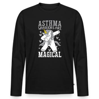 Asthma-Krieger sind magische atmende Einhörner - Männer Premium Bio Langarmshirt - Schwarz - Vorne - Nico (187cm)