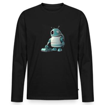 Saugroboter reinigt den Boden Staubsaugroboter - Männer Premium Bio Langarmshirt - Schwarz - Vorne - Nico (187cm)