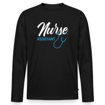 Nurse Assistant Certified Nursing Assistant CNA - Männer Premium Bio Langarmshirt - Schwarz - Vorne - Nico (187cm)