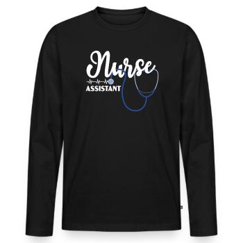 Nurse Assistant Certified Nursing Assistant CNA - Männer Premium Bio Langarmshirt - Schwarz - Vorne - Nico (187cm)