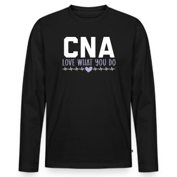 Infirmière auxiliaire certifiée Travailleuse médicale de l’AIIC - T-shirt manches longues Premium bio Homme - noir - Devant - Nico (187cm)
