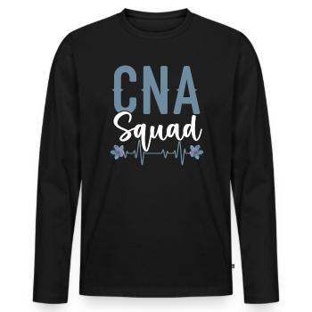 Certified Nursing Assistant Medical CNA Squad - Men's Premium Organic Long Sleeve Shirt - black - Front - Nico (187cm)