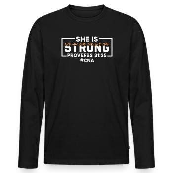 Infirmière auxiliaire certifiée Travailleuse médicale de l’AIIC - T-shirt manches longues Premium bio Homme - noir - Devant - Nico (187cm)