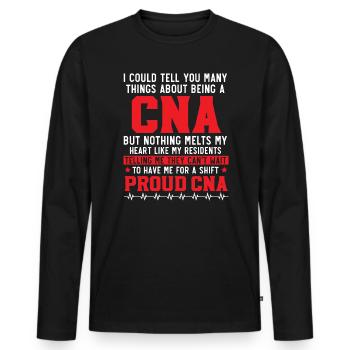 Infirmière auxiliaire certifiée Travailleuse médicale de l’AIIC - T-shirt manches longues Premium bio Homme - noir - Devant - Nico (187cm)
