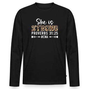 Infirmière auxiliaire certifiée Travailleuse médicale de l’AIIC - T-shirt manches longues Premium bio Homme - noir - Devant - Nico (187cm)
