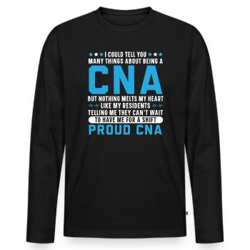 Certified Nursing Assistant Medical Worker CNA - Men's Premium Organic Long Sleeve Shirt - black - Front - Nico (187cm)