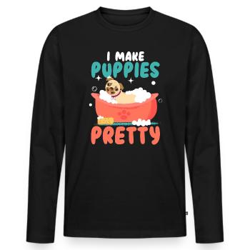 Je fais des chiots de jolis toiletteurs pour chiens toiletteurs pour chiens - T-shirt manches longues Premium bio Homme - noir - Devant - Nico (187cm)