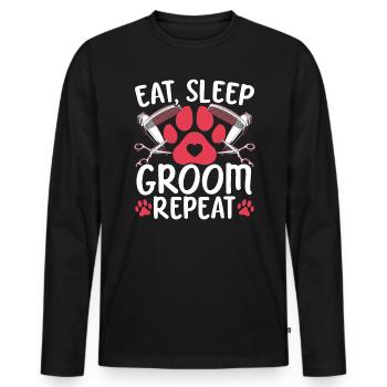 Manger Sommeil Groom Répéter Pet Grooming Dog Groomer - T-shirt manches longues Premium bio Homme - noir - Devant - Nico (187cm)