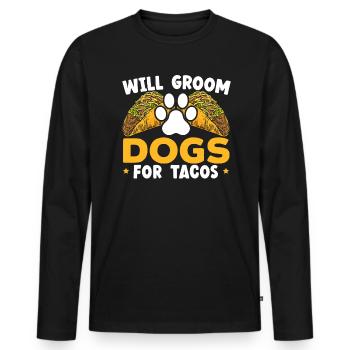 Will Groom Dogs For Tacos Dog Grooming Dog Groomer - T-shirt manches longues Premium bio Homme - noir - Devant - Nico (187cm)