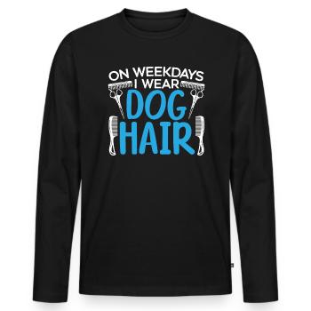 En semaine, je porte un toiletteur de chien Dog Lover Lover - T-shirt manches longues Premium bio Homme - noir - Devant - Nico (187cm)