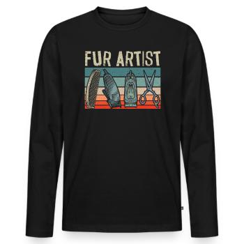 Pet Groomer Animal Stylist Animal Salon Artiste de fourrure - T-shirt manches longues Premium bio Homme - noir - Devant - Nico (187cm)