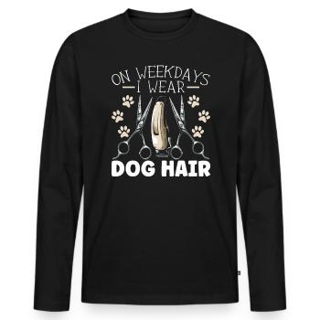 En semaine, je porte un toiletteur de chien Dog Lover Lover - T-shirt manches longues Premium bio Homme - noir - Devant - Nico (187cm)