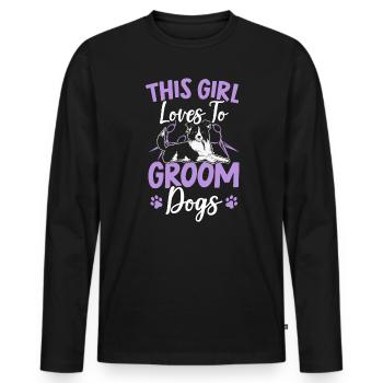 Cette fille aime toiletter les chiens furologue - T-shirt manches longues Premium bio Homme - noir - Devant - Nico (187cm)