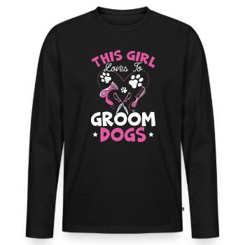 Cette fille aime toiletter les chiens furologue - T-shirt manches longues Premium bio Homme - noir - Devant - Nico (187cm)