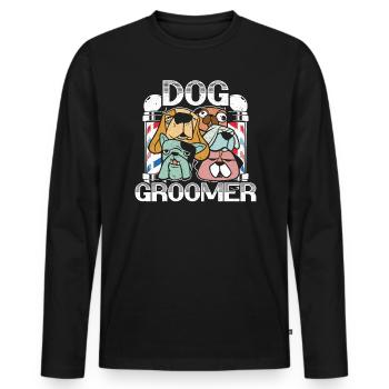 Dog Barber Pet Groomer Pet Salon Fur Artist - T-shirt manches longues Premium bio Homme - noir - Devant - Nico (187cm)