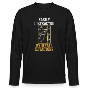 Leicht abgelenkt durch Metalldetektoren Schatzsuche - Männer Premium Bio Langarmshirt - Schwarz - Vorne - Nico (187cm)