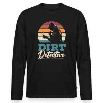 Dirt Detective Metal Detectorist Treasure Hunting - Men's Premium Organic Long Sleeve Shirt - black - Front - Nico (187cm)