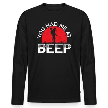 You Had Me at Beep Detectorist Chasse au trésor - T-shirt manches longues Premium bio Homme - noir - Devant - Nico (187cm)