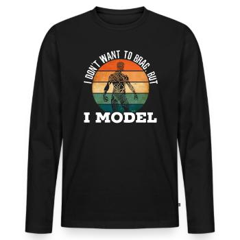 Je ne veux pas me vanter mais je modélise l’IA robotique - T-shirt manches longues Premium bio Homme - noir - Devant - Nico (187cm)