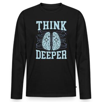 Think Deeper AI Artificial Intelligence Robotics - Men's Premium Organic Long Sleeve Shirt - black - Front - Nico (187cm)