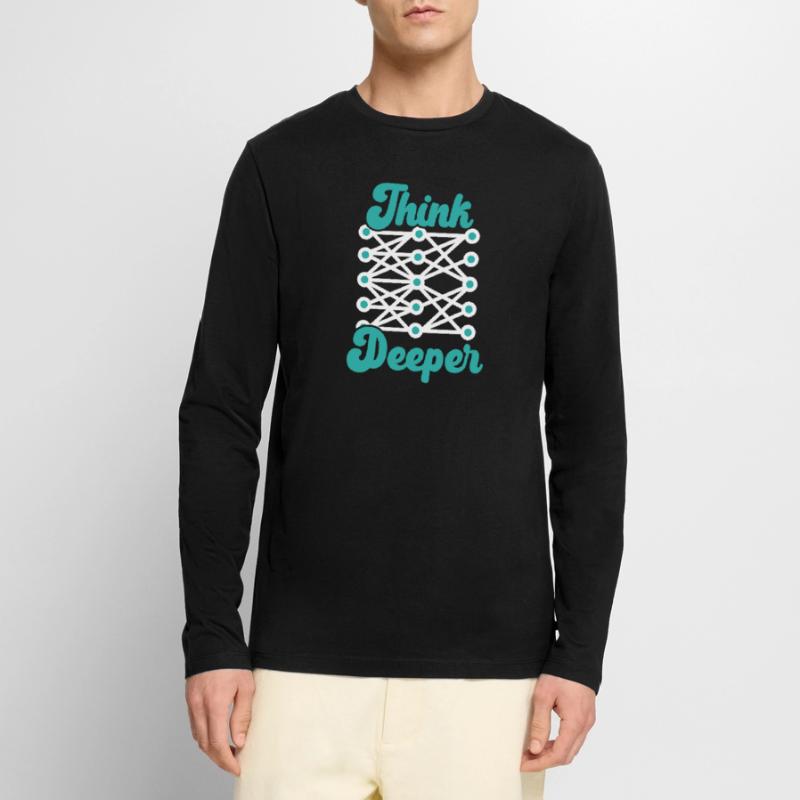 Think Deeper AI Artificial Intelligence Robotics Men's Premium Organic Long Sleeve Shirt