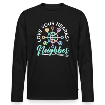 Aimez votre plus proche voisin Intelligence artificielle - T-shirt manches longues Premium bio Homme - noir - Devant - Nico (187cm)